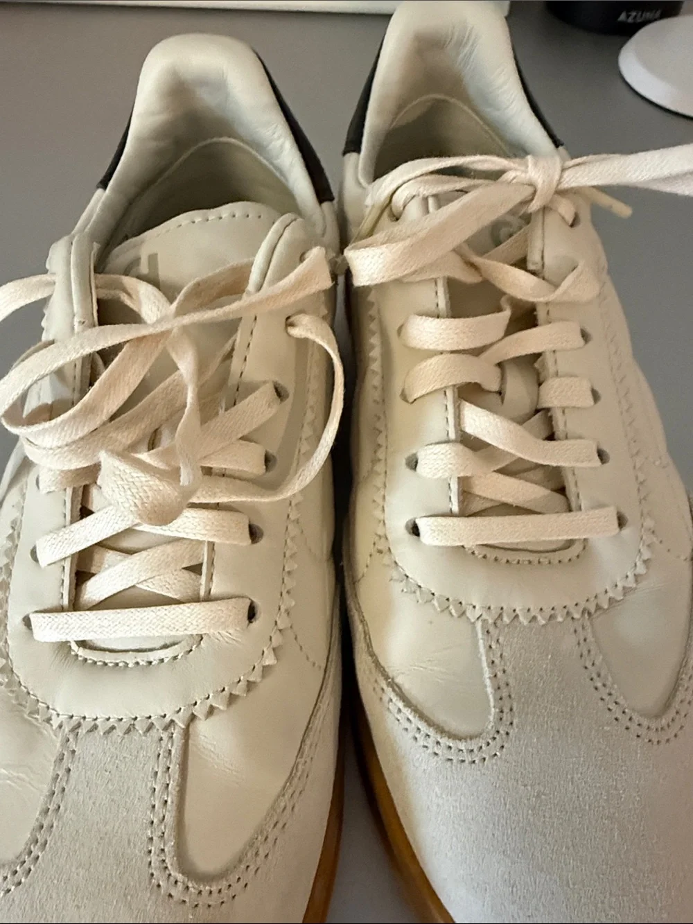 Cole Haan Cream and Black Leather Sneakers with Gum Sole Size 9